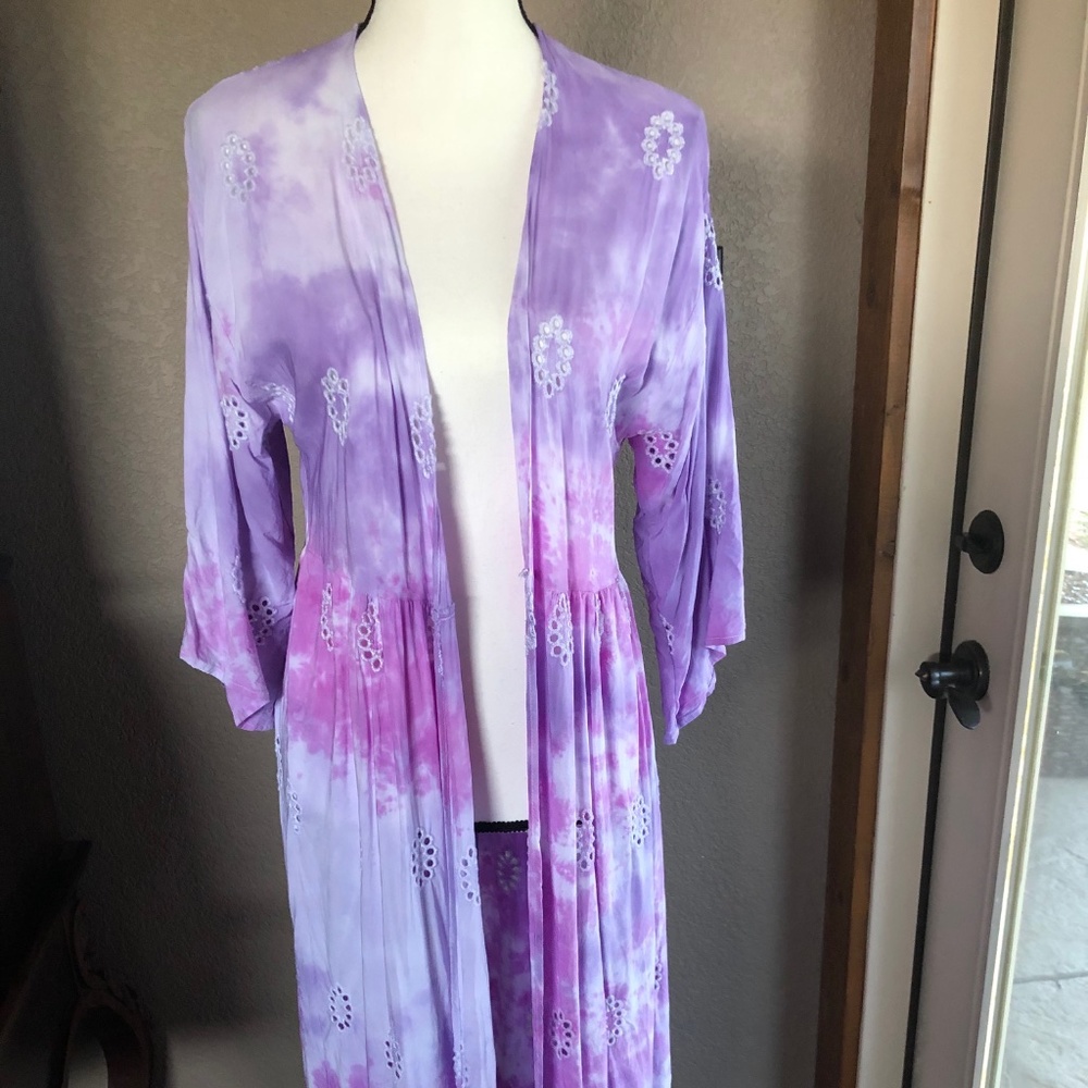ICE TIE DYE KIMONO ROBE SHAWL CARDIGAN BATHING SUIT COVER UP